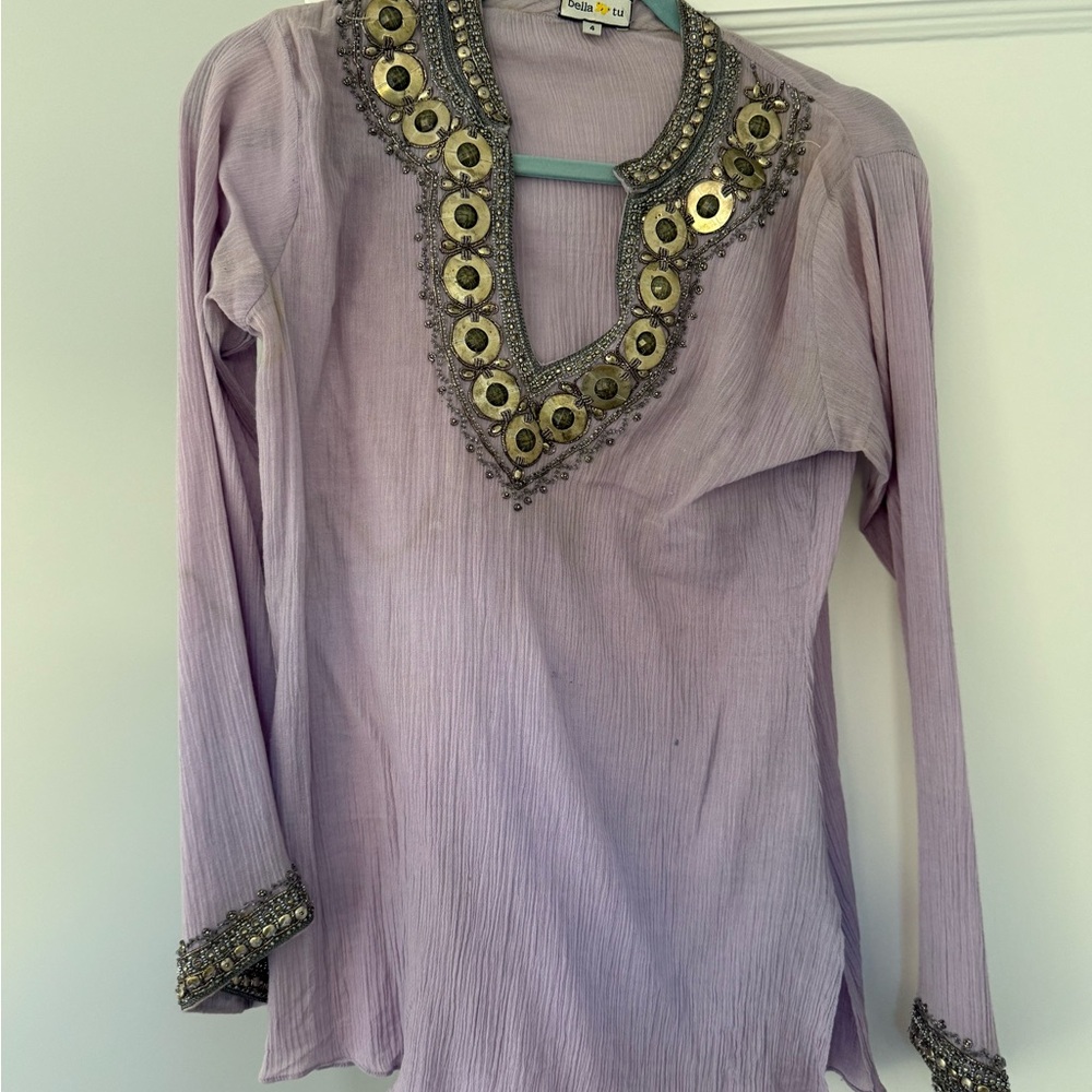 Lavender Embellished Tunic Top